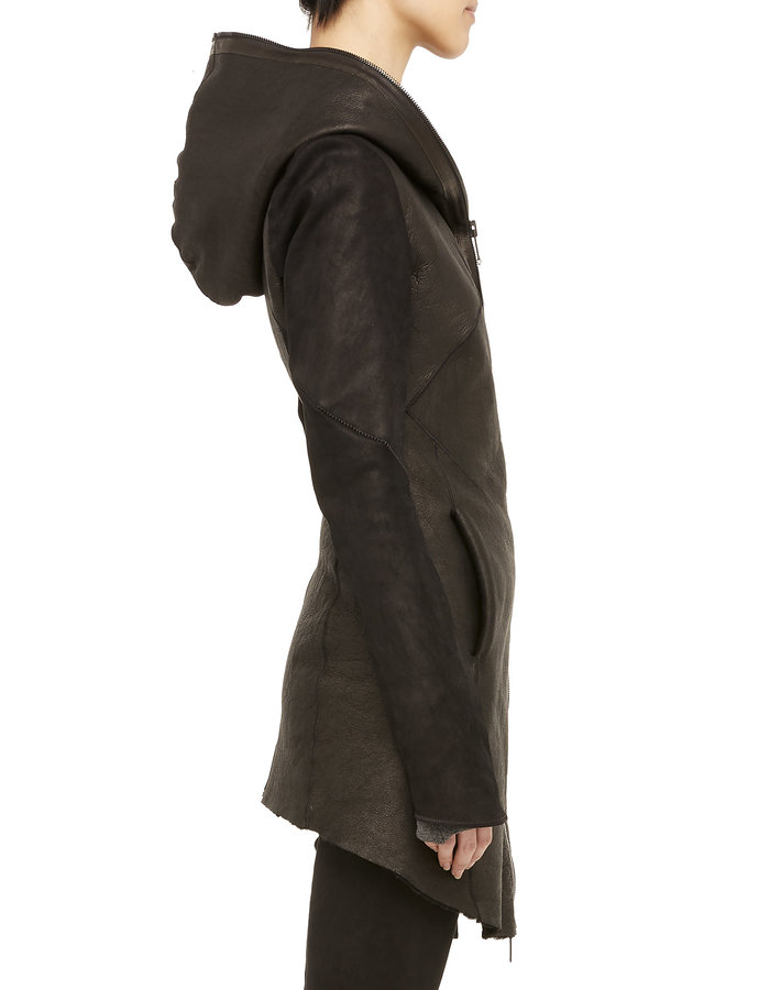 ISAAC SELLAM EXPERIENCE CHALEUREUSE HOODED SHEARLING COAT