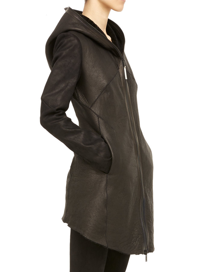 ISAAC SELLAM EXPERIENCE CHALEUREUSE HOODED SHEARLING COAT