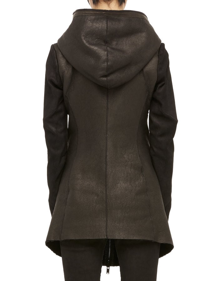 ISAAC SELLAM EXPERIENCE CHALEUREUSE HOODED SHEARLING COAT