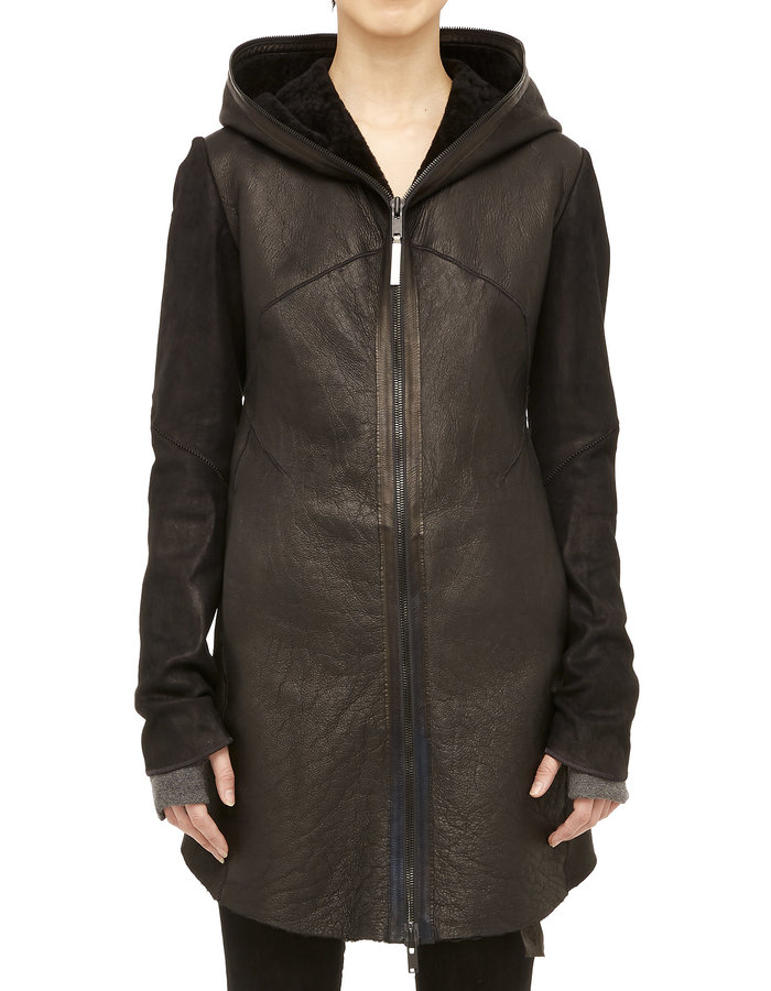 ISAAC SELLAM EXPERIENCE CHALEUREUSE HOODED SHEARLING COAT