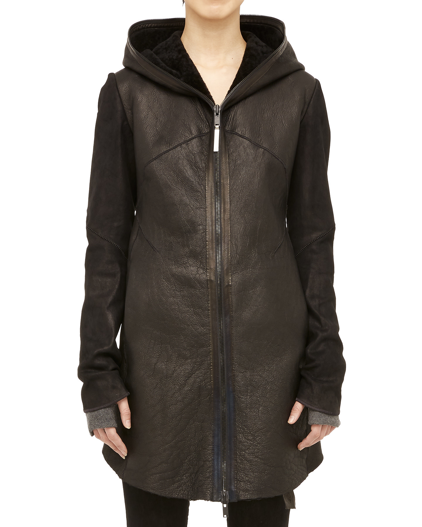 CHALEUREUSE HOODED SHEARLING COAT