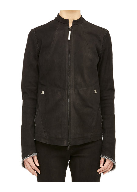 ISAAC SELLAM EXPERIENCE DEBOUSSOLEE STRETCH LEATHER ZIP FRONT JACKET