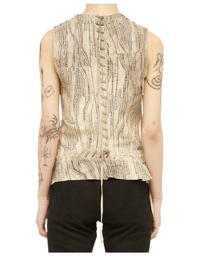 SANDRINE PHILIPPE LASER CUT LEATHER LACED CORSET