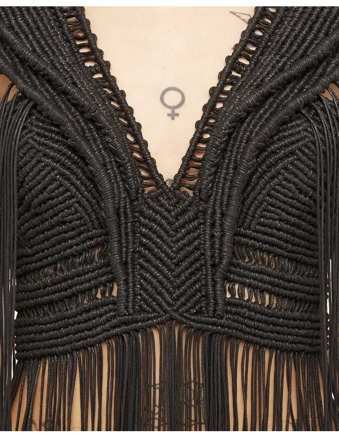 OROPENDOLA ARAUTUS BRAIDED CROP TOP - BLACK