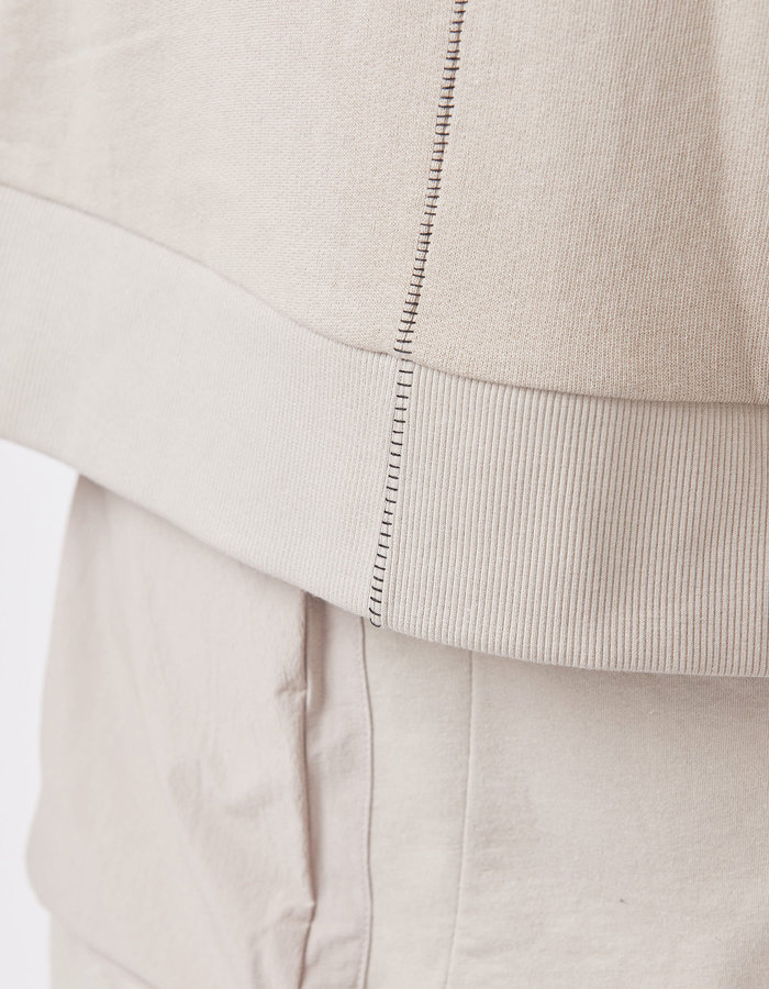 THOM KROM ZIP FRONT EXPOSED SEAM HOODIE - SAND