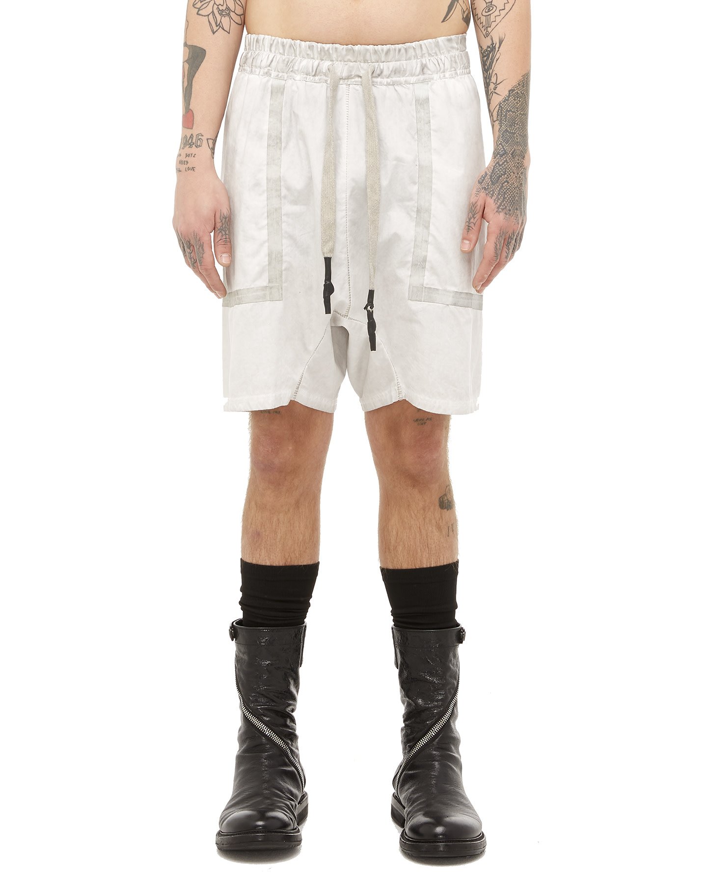 EXTRASHORT POPLIN DROP CROTCH SHORTS - ALUMINUM