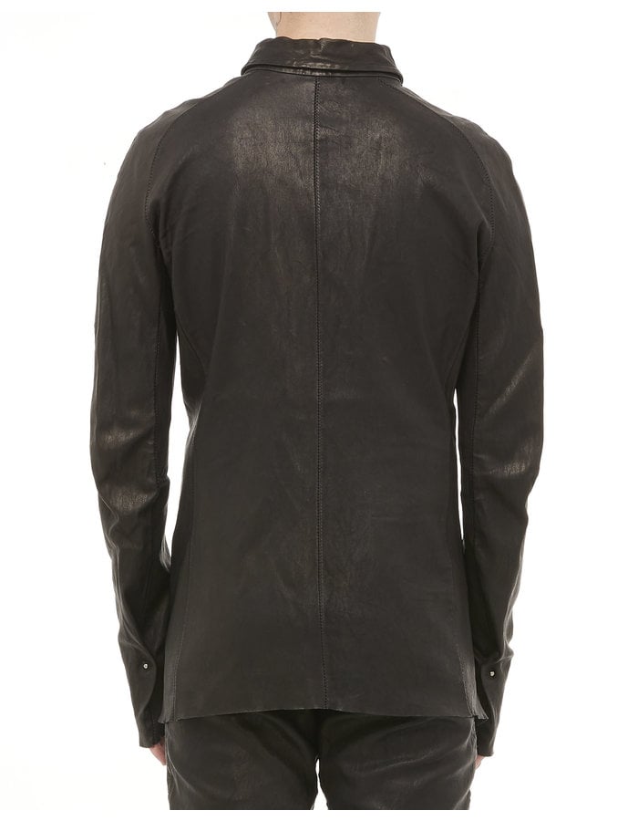 ISAAC SELLAM EXPERIENCE INDISCRET STRETCH LEATHER COLLARED SHIRT