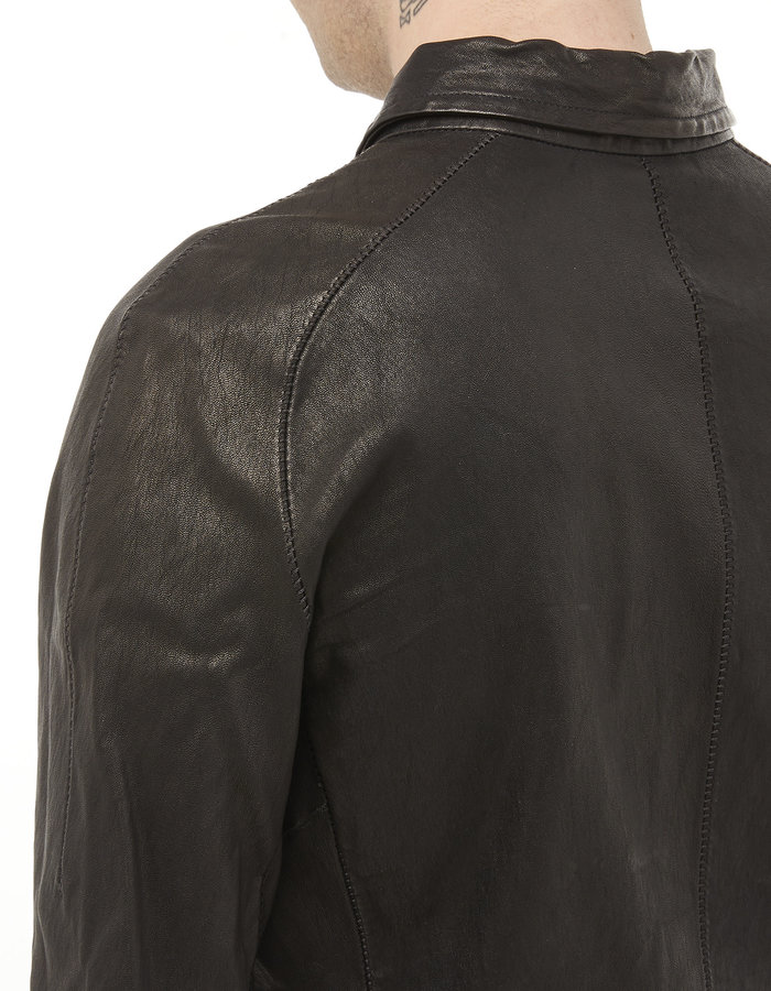 ISAAC SELLAM EXPERIENCE INDISCRET STRETCH LEATHER COLLARED SHIRT