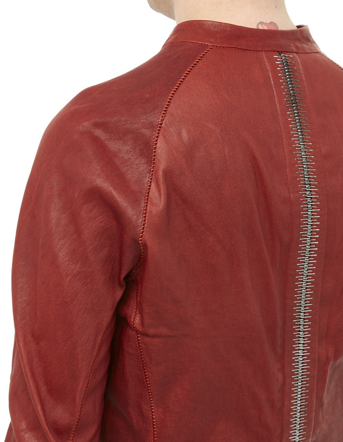 ISAAC SELLAM EXPERIENCE ARPENTEUR STRETCH LEATHER JACKET - OXBLOOD
