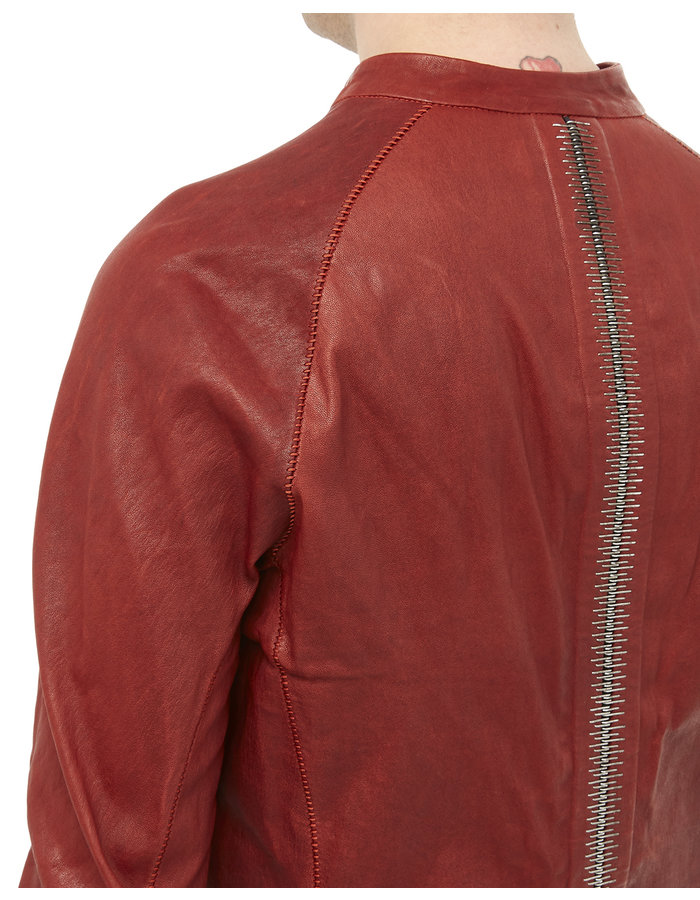 ISAAC SELLAM EXPERIENCE ARPENTEUR STRETCH LEATHER JACKET - OXBLOOD