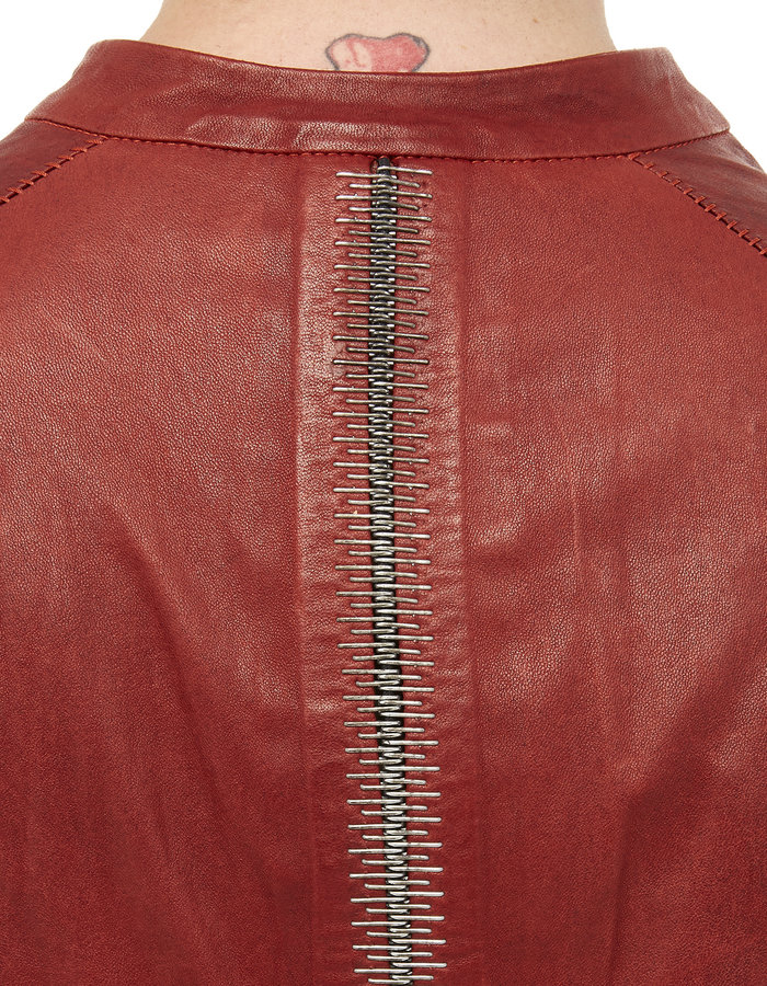 ISAAC SELLAM EXPERIENCE ARPENTEUR STRETCH LEATHER JACKET - OXBLOOD