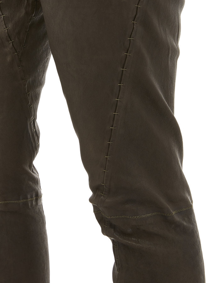 ISAAC SELLAM EXPERIENCE SOUSMARIN STRETCH LEATHER PANTS - KHAKI