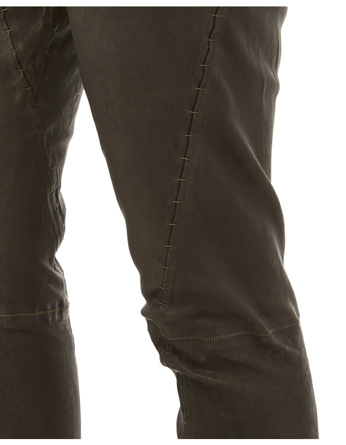 ISAAC SELLAM EXPERIENCE SOUSMARIN STRETCH LEATHER PANTS - KHAKI