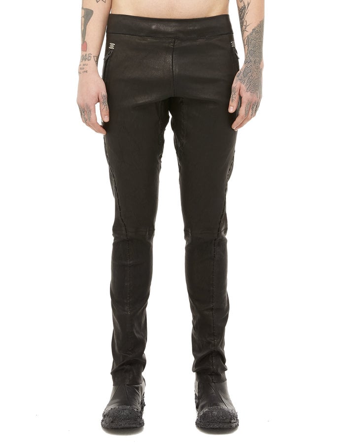 ISAAC SELLAM EXPERIENCE SOUSMARIN STRETCH LEATHER PANTS - SHINY BLACK