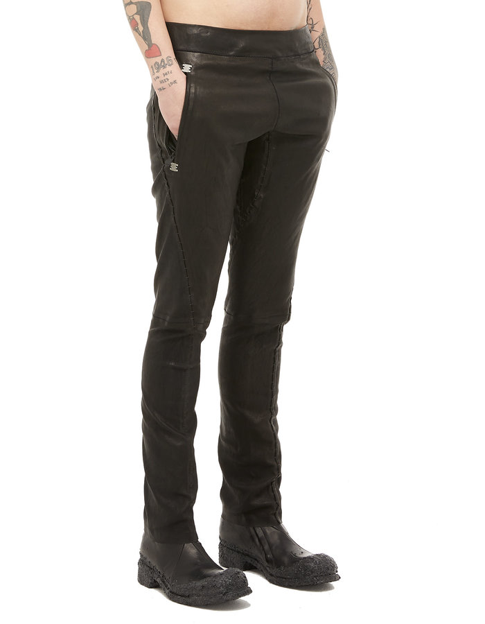 ISAAC SELLAM EXPERIENCE SOUSMARIN STRETCH LEATHER PANTS - SHINY BLACK