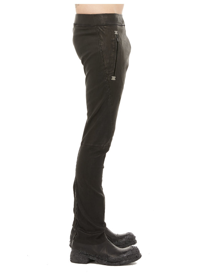 ISAAC SELLAM EXPERIENCE SOUSMARIN STRETCH LEATHER PANTS - SHINY BLACK