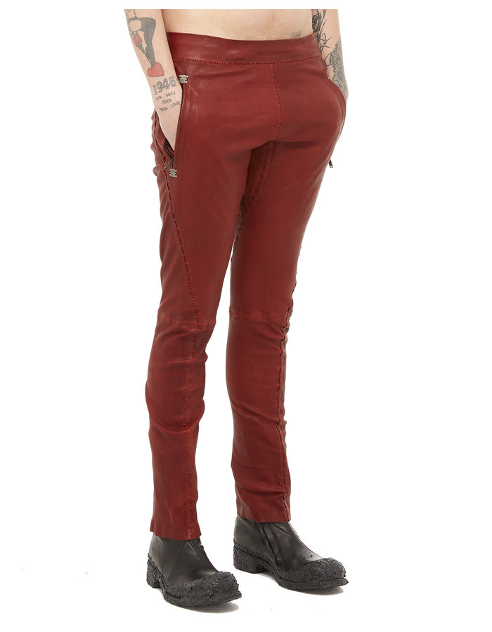 ISAAC SELLAM EXPERIENCE SOUSMARIN STRETCH LEATHER PANTS - OXBLOOD