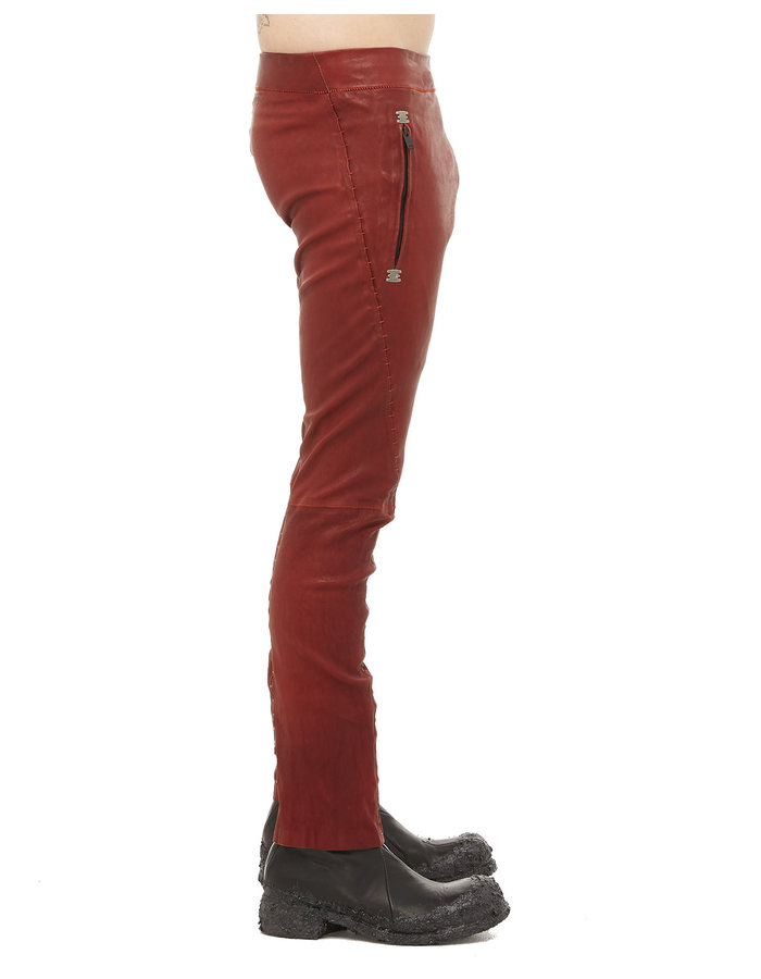 ISAAC SELLAM EXPERIENCE SOUSMARIN STRETCH LEATHER PANTS - OXBLOOD