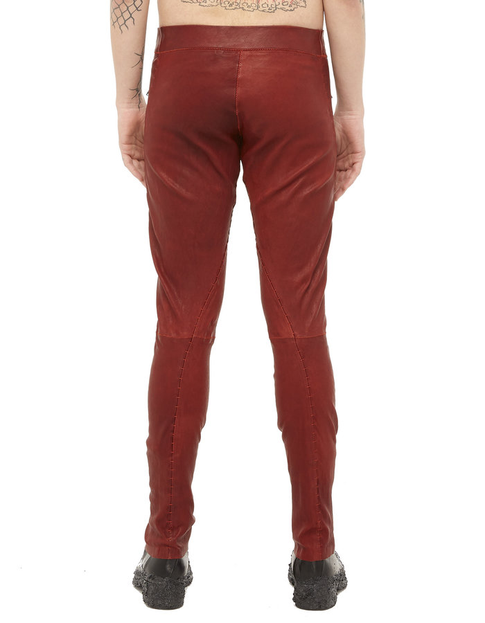 ISAAC SELLAM EXPERIENCE SOUSMARIN STRETCH LEATHER PANTS - OXBLOOD