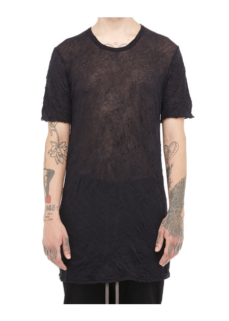 A.F. ARTEFACT GAUZE WASHER CREW-NECK TEE - BLACK