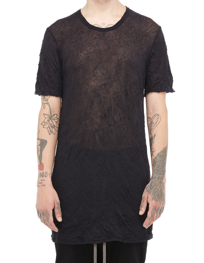 A.F. ARTEFACT GAUZE WASHER CREW-NECK TEE - BLACK