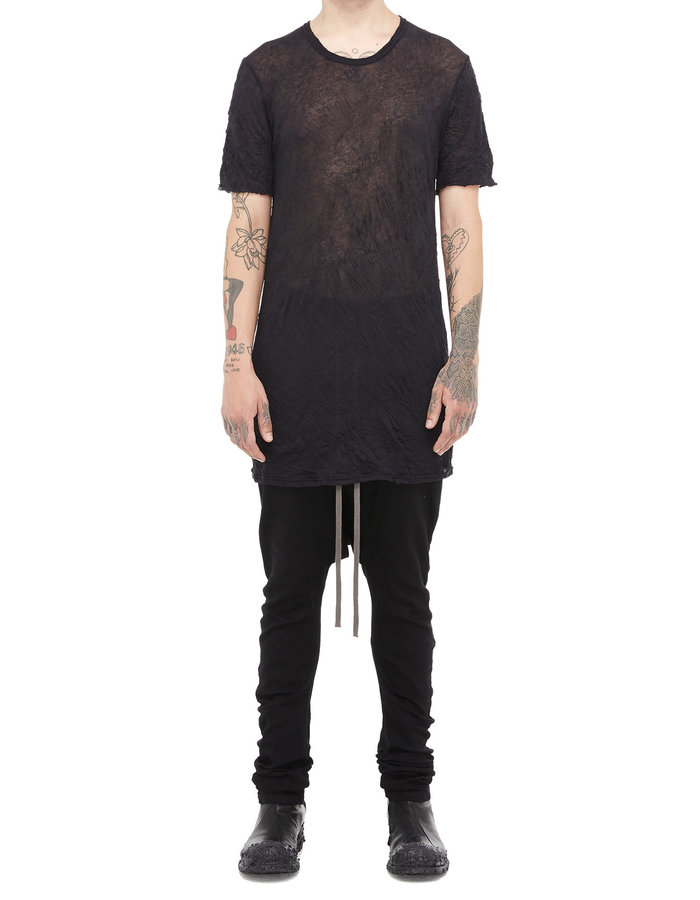 A.F. ARTEFACT GAUZE WASHER CREW-NECK TEE - BLACK