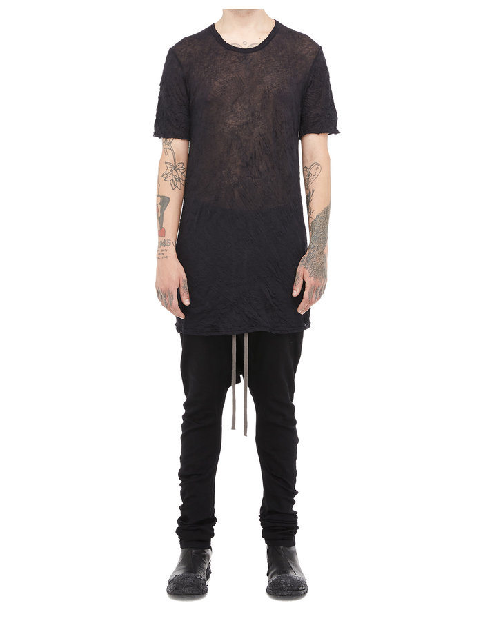 A.F. ARTEFACT GAUZE WASHER CREW-NECK TEE - BLACK