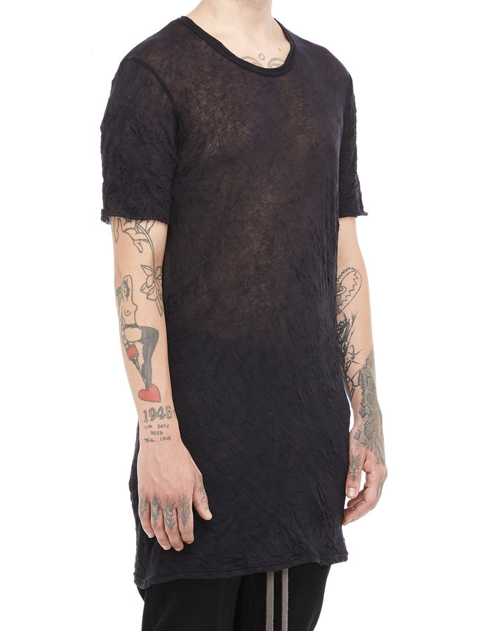 A.F. ARTEFACT GAUZE WASHER CREW-NECK TEE - BLACK