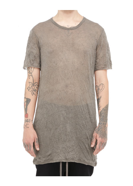 A.F. ARTEFACT GAUZE WASHER CREW-NECK TEE - GREY