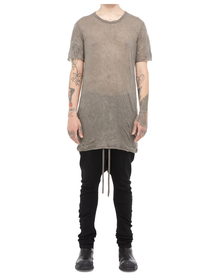 A.F. ARTEFACT GAUZE WASHER CREW-NECK TEE - GREY