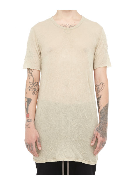 A.F. ARTEFACT GAUZE WASHER CREW-NECK TEE - BEIGE