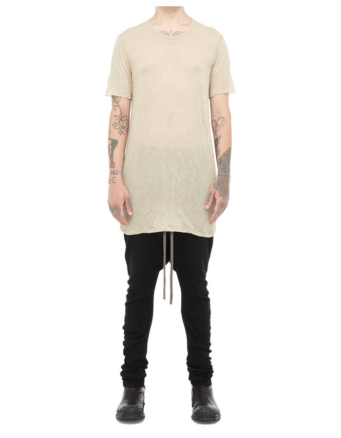 A.F. ARTEFACT GAUZE WASHER CREW-NECK TEE - BEIGE