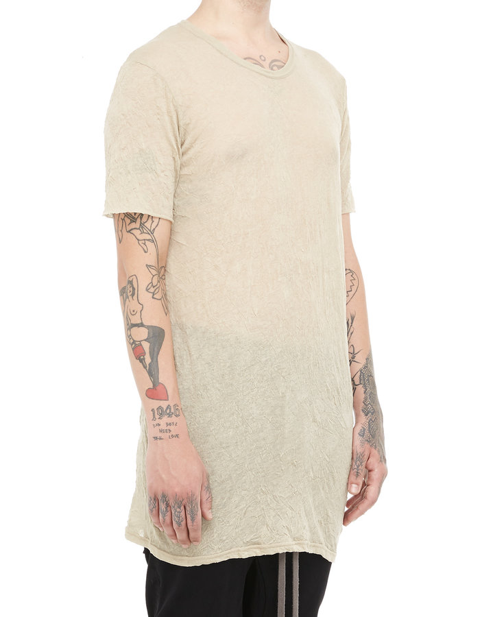 A.F. ARTEFACT GAUZE WASHER CREW-NECK TEE - BEIGE