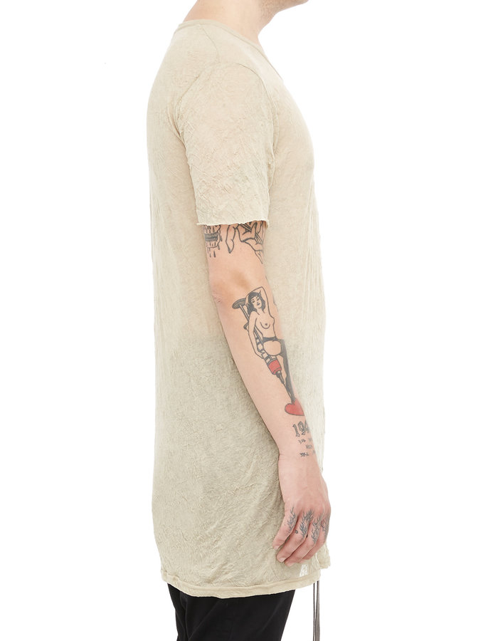 A.F. ARTEFACT GAUZE WASHER CREW-NECK TEE - BEIGE