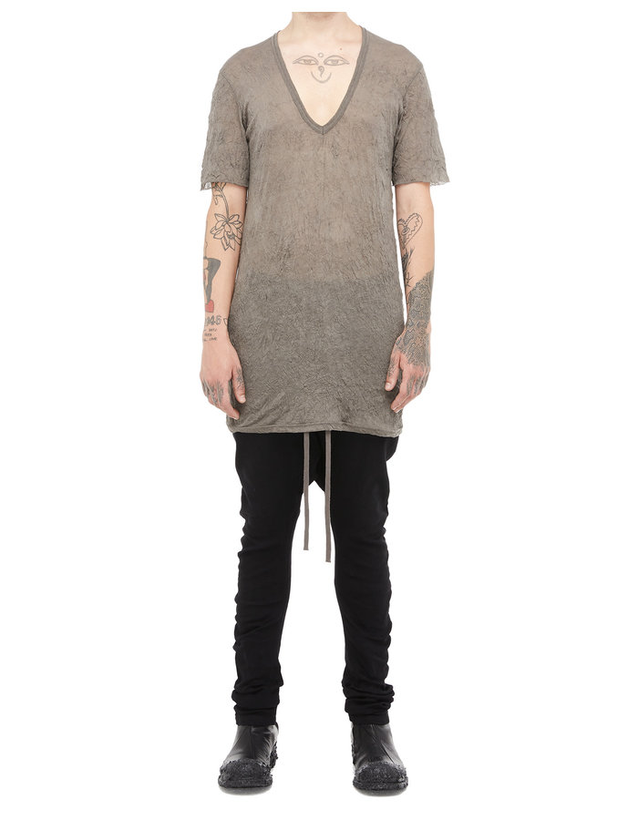 A.F. ARTEFACT GAUZE WASHER V-NECK TEE - GREY