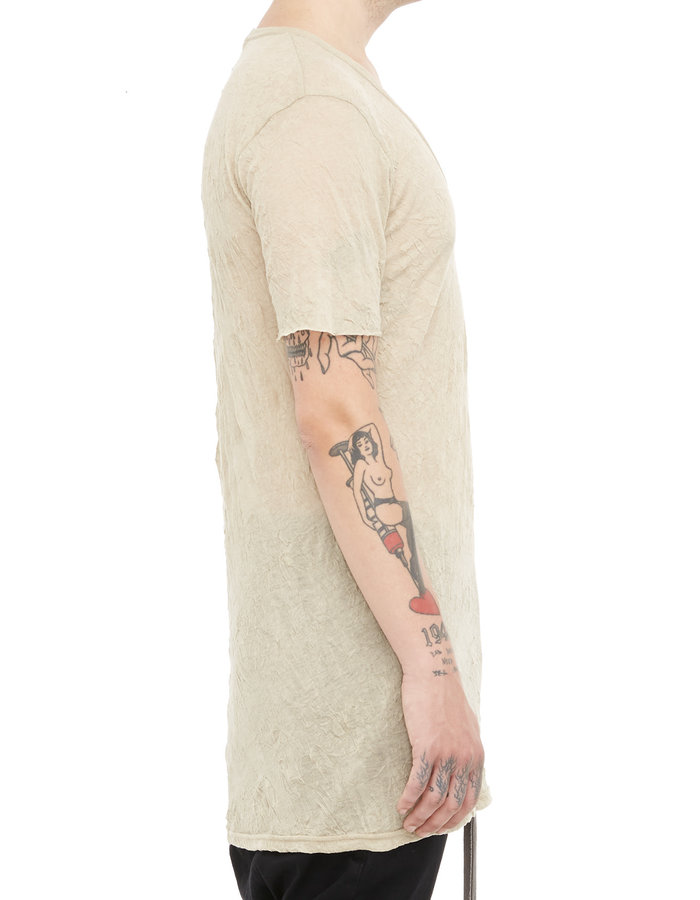 A.F. ARTEFACT GAUZE WASHER V-NECK TEE - BEIGE