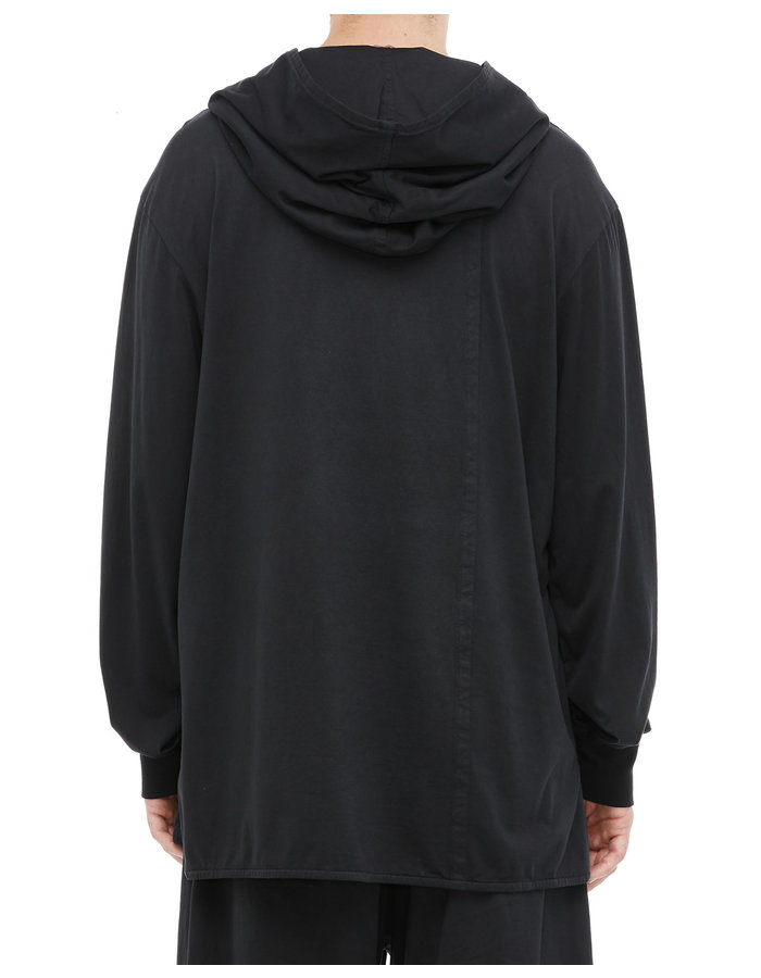 TOTUM PROJECT PIMA JERSEY PULLOVER HOODIE - BLACK