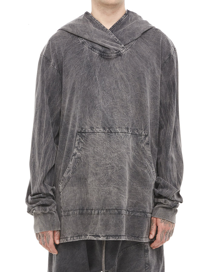 TOTUM PROJECT PIMA JERSEY PULLOVER HOODIE - WASHED BLACK