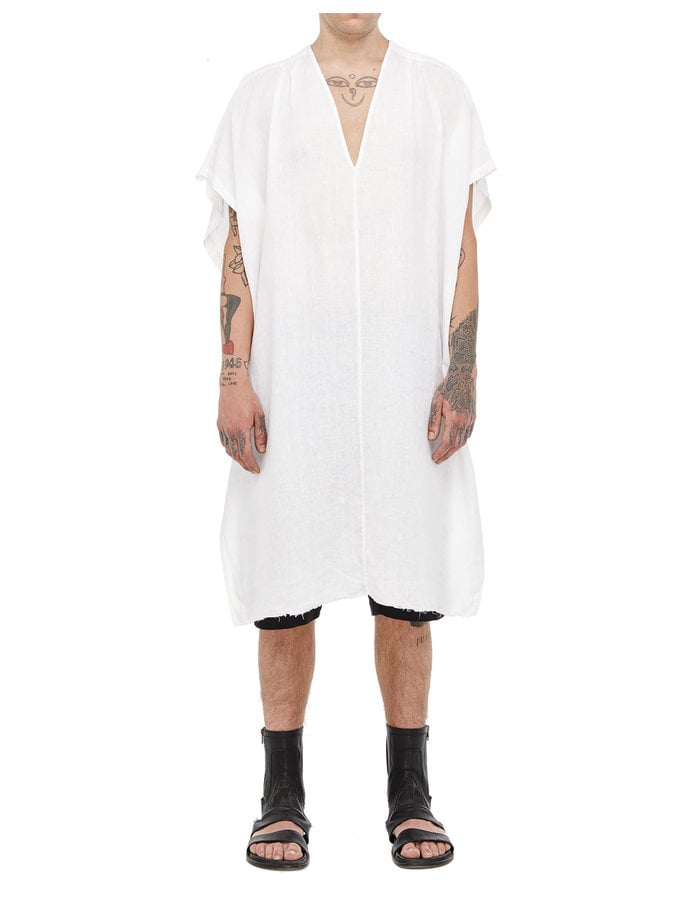 TOTUM PROJECT WASHED LINEN SHORT KAFTAN - WHITE