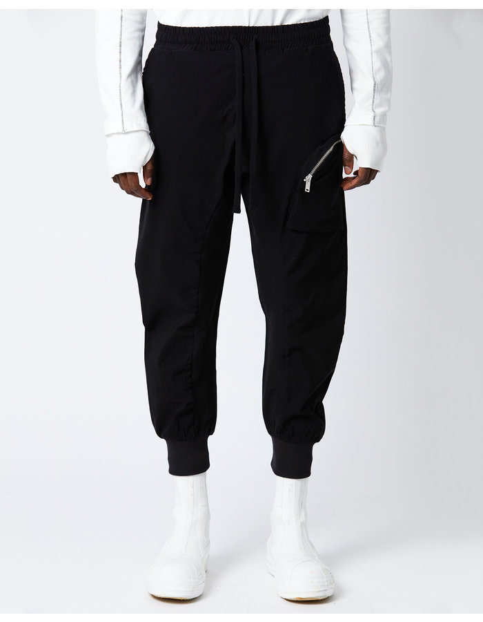 THOM KROM VISCOSE & NYLON CURVED ZIP POCKET JOGGER