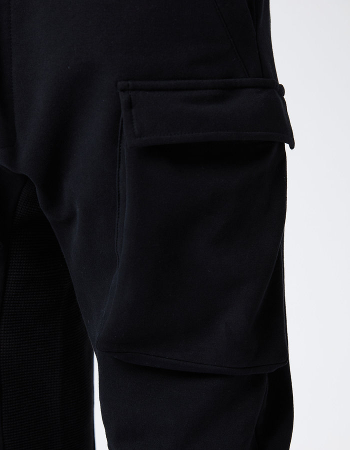 THOM KROM STRETCH COTTON DOUBLE CUFF CARGO JOGGER - BLACK