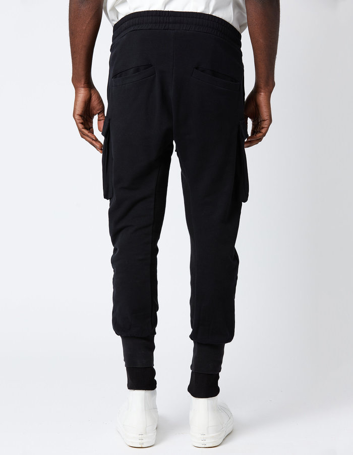 THOM KROM STRETCH COTTON DOUBLE CUFF CARGO JOGGER - BLACK