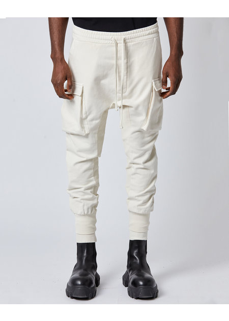 THOM KROM STRETCH COTTON DOUBLE CUFF CARGO JOGGER - BONE