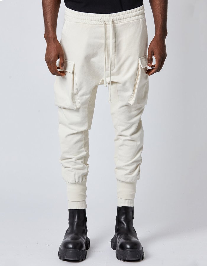 THOM KROM STRETCH COTTON DOUBLE CUFF CARGO JOGGER - BONE