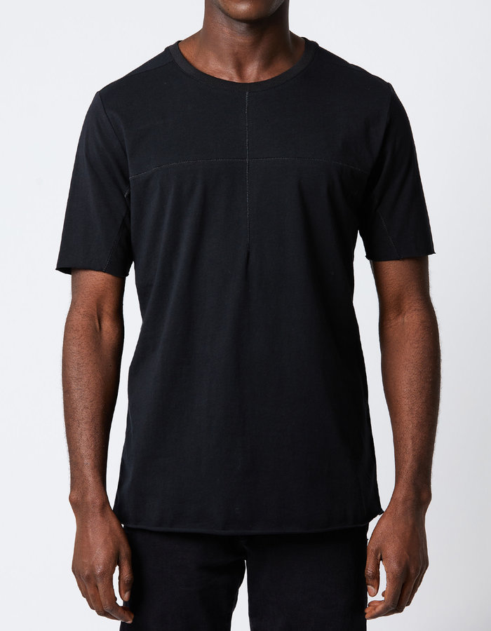 THOM KROM FITTED COTTON ARC STITCH T-SHIRT - BLACK