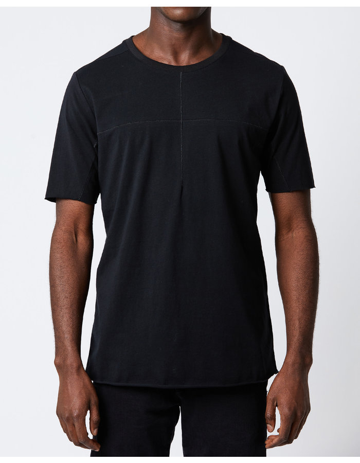 THOM KROM FITTED COTTON ARC STITCH T-SHIRT - BLACK