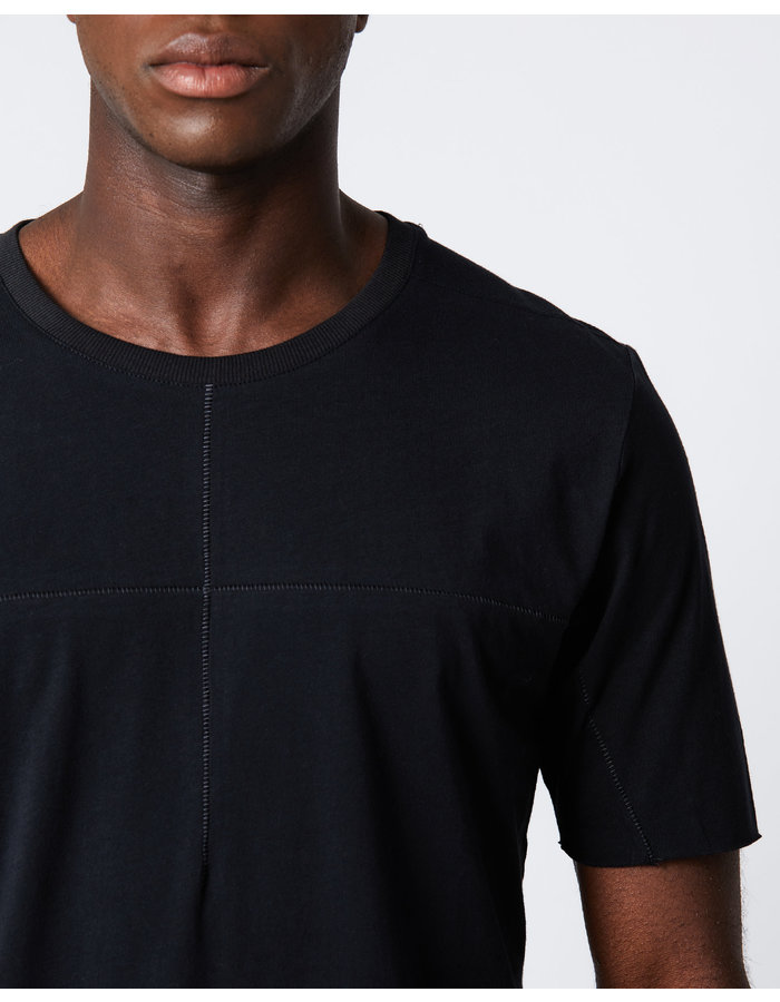 THOM KROM FITTED COTTON ARC STITCH T-SHIRT - BLACK