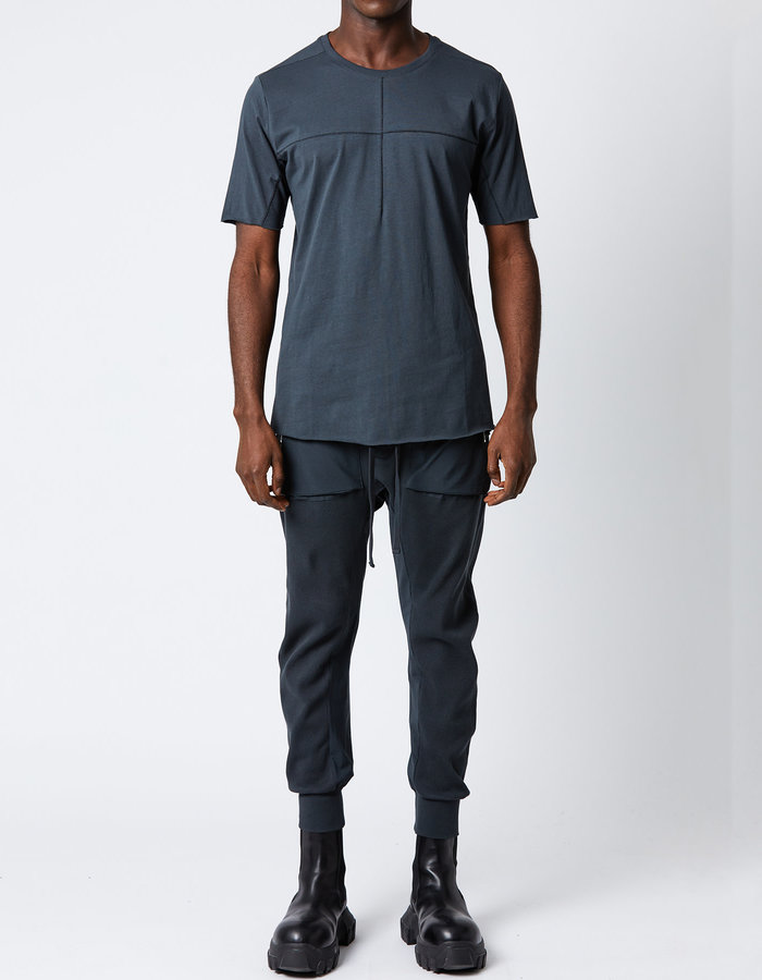 THOM KROM FITTED COTTON ARC STITCH T-SHIRT - FOREST