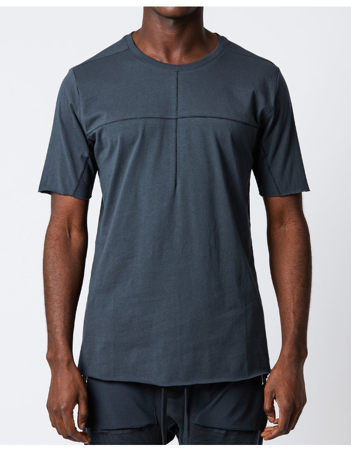 THOM KROM FITTED COTTON ARC STITCH T-SHIRT - FOREST