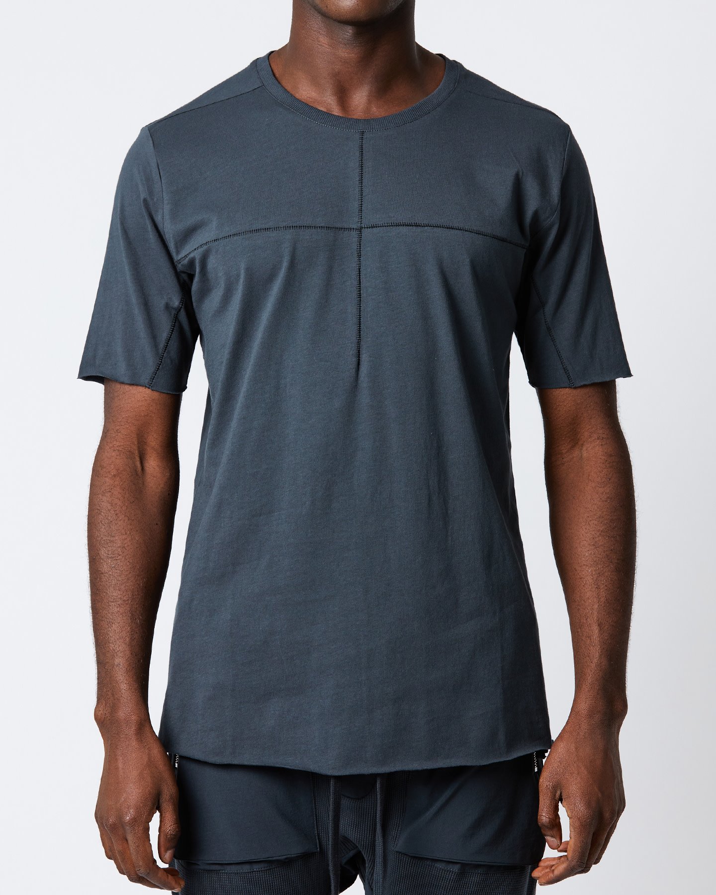 FITTED COTTON ARC STITCH T-SHIRT - FOREST